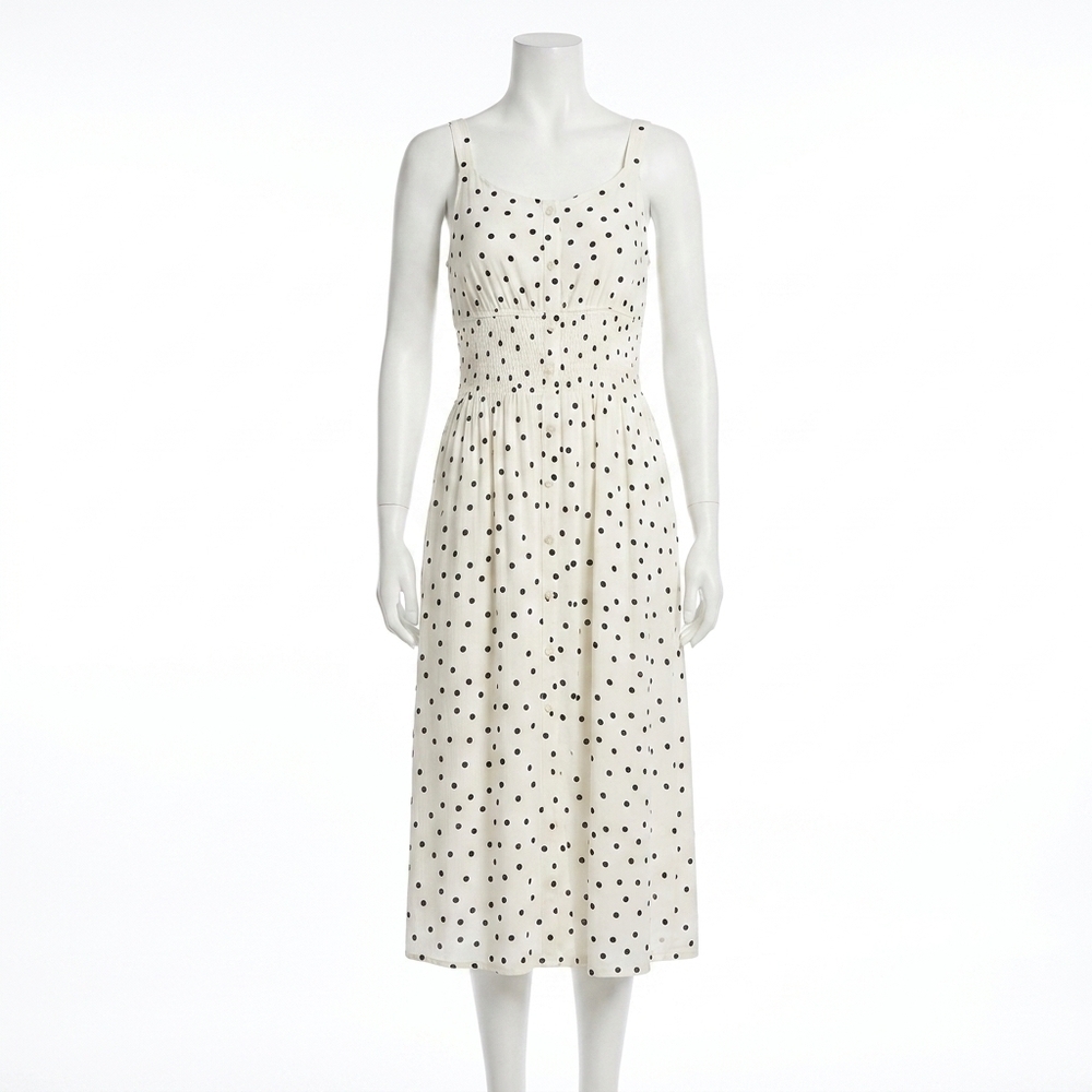 NEW CHARLIE B polka dot midi dress in white